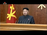 The close shot of Kim Jong Un's 2014 new year address. (KCTV screengrab)