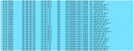 A denial of service attack on a South Korean DNS server (Image: Fortinet)