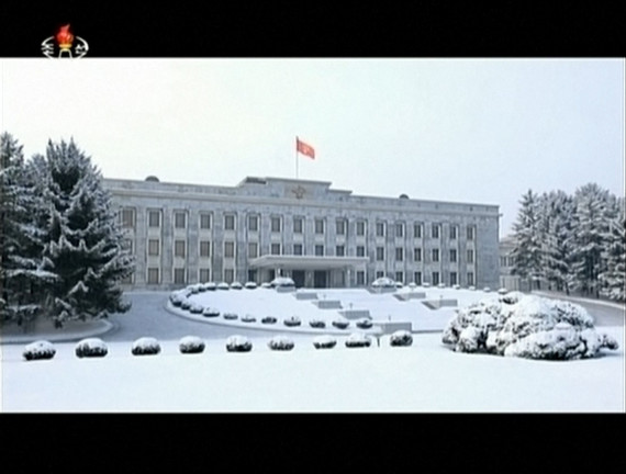 The Workers' Party of Korea Central Committee Headquarters as shown in Kim Jong Un's 2014 new year address (KCTV screengrab)