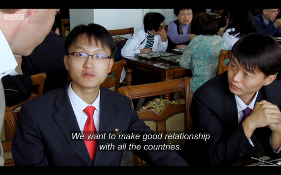 A Pyongyang University of Science and Technology is interviewed by BBC's Panorama
