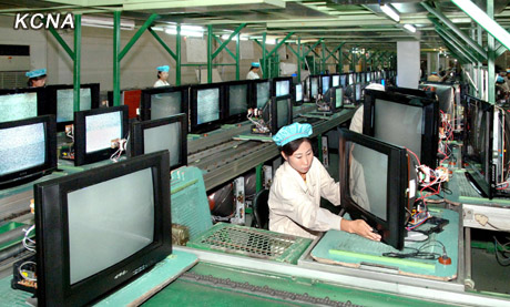 Taedonggang TV factory is shown in this image carried by Korean Central News Agency on September 20, 2011.