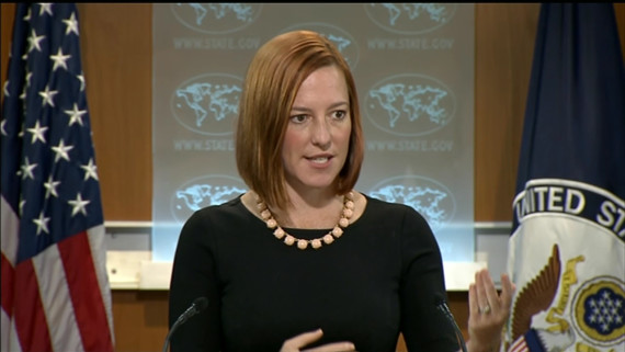 Jen Psaki, spokeswoman for the U.S. State Dept., answers questions at a briefing on July 16, 2014.