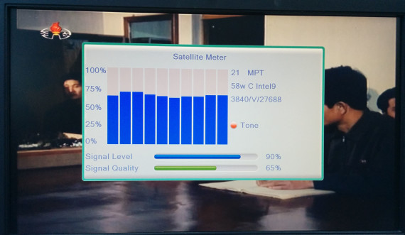 Signal level of Korean Central Television's feed (Photo: North Korea Tech)