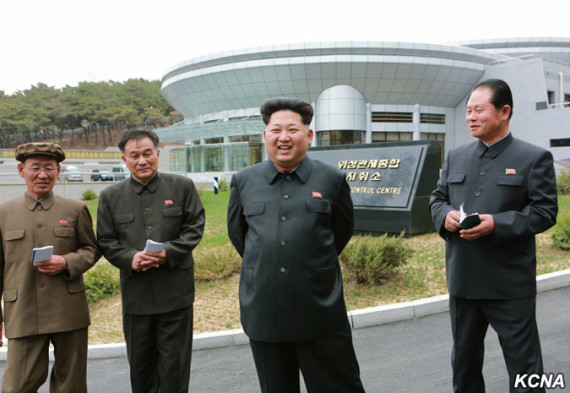 Kim Jong Un visits North Korea's General Satellite Control and Command Centre in this undated picture carried by KCNA on May 3, 2015.