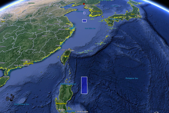 The three drop zones notified to the IMO