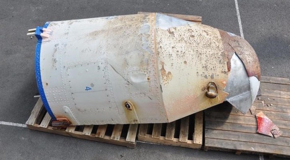 A suspected rocket fairing from North Korea's satellite launcher retrieved by South Korean military (Photo: Korea MND)