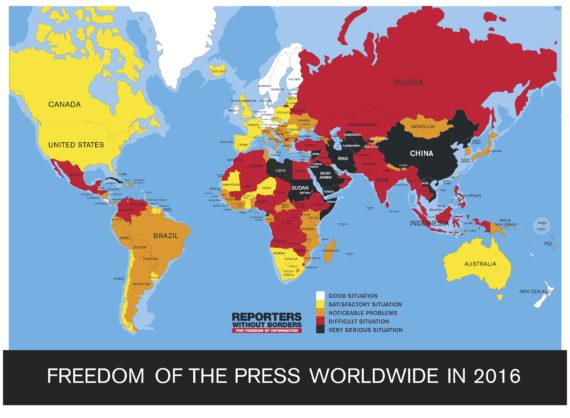 Reporters Without Borders' 2016 press freedom ranking