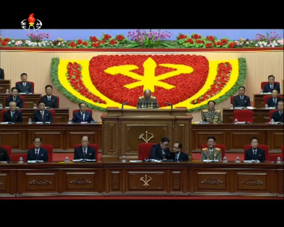 North Korean leaders are seen in a Korean Central TV broadcast at the 7th Workers' Party Congress on May 7, 2016. (Photo: North Korea Tech/KCTV)